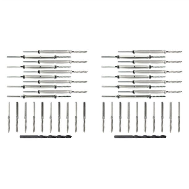 20 Pares de Rosca y Ajuste del Perno Prisionero para Kit de Barandilla de Cubierta de Cable de 1/8 de Pulgada