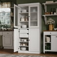 thumbnail image 4 of Palace Imports 100% Solid Wood 32" Pantry Cabinet with Solid, Frosted Glass Doors, 2-Drawers and Adjustable Shelves, White, 4 of 5