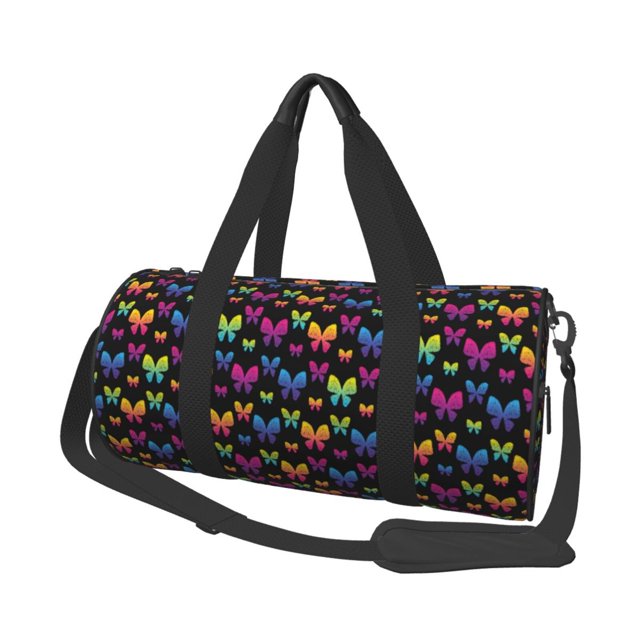 Easygdp Rainbow Butterfly Bolsa de Viaje, Bolsa de Mano, Bolsa de Gimnasio, Bolsa de Equipaje para Viaje