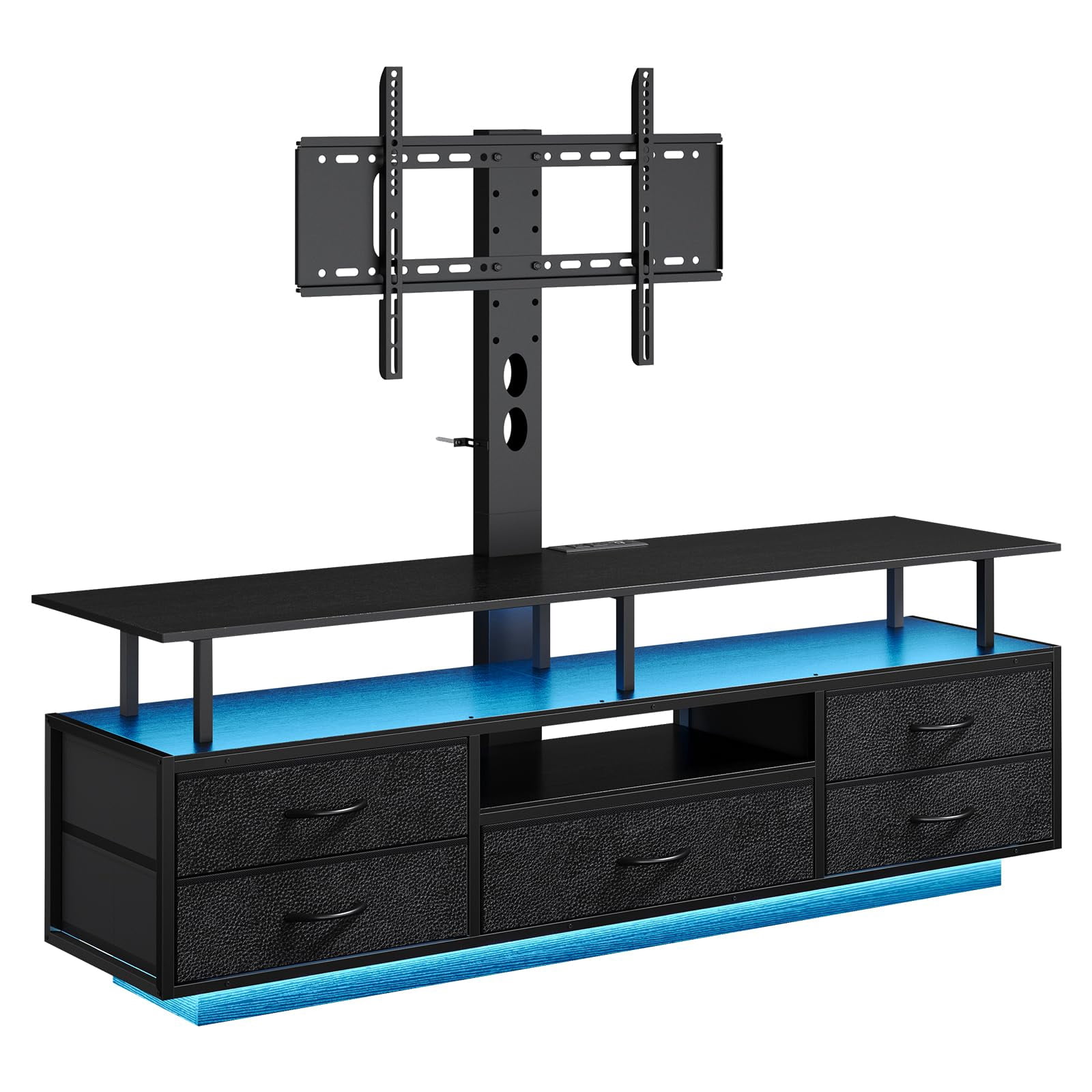 Afuhokles TV Stand with Mount for 32/55/65/70 inch TVs with Power Outlets and Storage, Entertainment Center with Storage for Living Room, Black