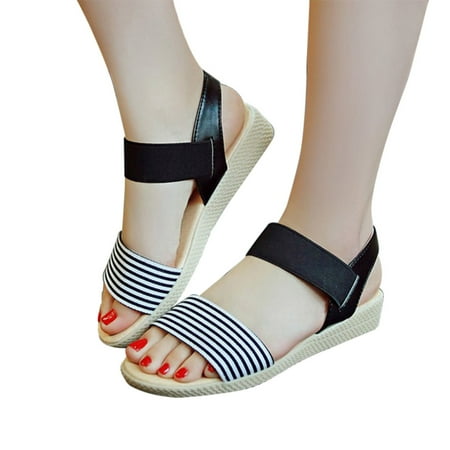 

Women Comfy Platform Wedge Shoes Casual Stripe Sandals for Summer Comfy Platform Stripe Lightweight Breathable Women Lady Comfortable Casual Non-slip Sandal Shoes 41