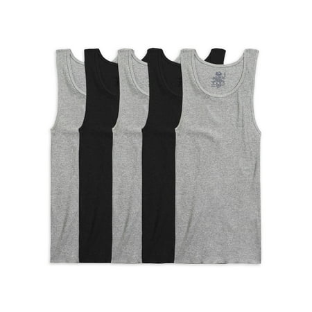 XL Fruit of the Loom Men's Black and Gray A-Shirts, 5 Pack