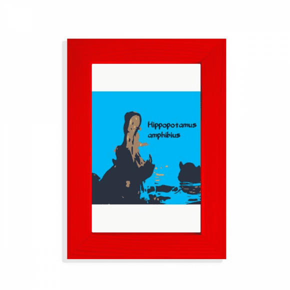 Hippopotamus Large Freshwater Picture Display Art Red Photo Frame