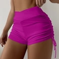 thumbnail image 2 of CIENVNSTG Women High Waisted V Cut Side Tie Bottoms Drawstring Ruched Bathing Suit Board Shorts Boy Shorts Hot Pink XL, 2 of 4