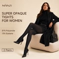 thumbnail image 4 of MANZI Women's 2 Pairs Super Opaque Tights for Women 120 Denier Control Top Pantyhose, 4 of 8