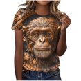 thumbnail image 2 of Drses Women's Round Neck Animal Relief Printed Short Sleeved Top Outdoor Daily Casual Short Sleeve Tee Shirt, 2 of 5
