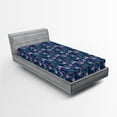 thumbnail image 2 of Ambesonne Tropical Theme Fitted Sheet, Palm Tree Leaves, Twin XL Size, Dark Lavender and Blue Grey, 2 of 5