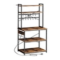 thumbnail image 1 of KFFKFF Kitchen Bakers Rack, 5 ft Power Cable Bakers Rack with Power Outlet, Kitchen Stand with X-Shaped Support Bar, 12 S-Shaped Hooks, Coffee Bar Stand, 1 of 9