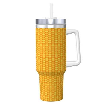 

Susaid Corn Kernels Print Indoor Outdoor Straw Lid 40oz Ice Bully With Handle Stainless Steel Cup for Home Office and Car