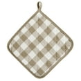 thumbnail image 2 of Kate Aurora Living 2 Pack Gingham Plaid Checkered Country Farmhouse Pot Holders - Linen, 2 of 2