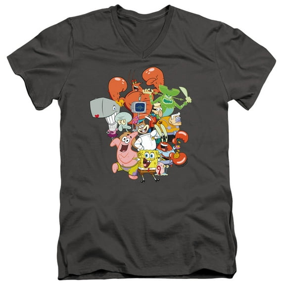 Spongebob The Whole Gang Unisex Adult V-Neck T Shirt