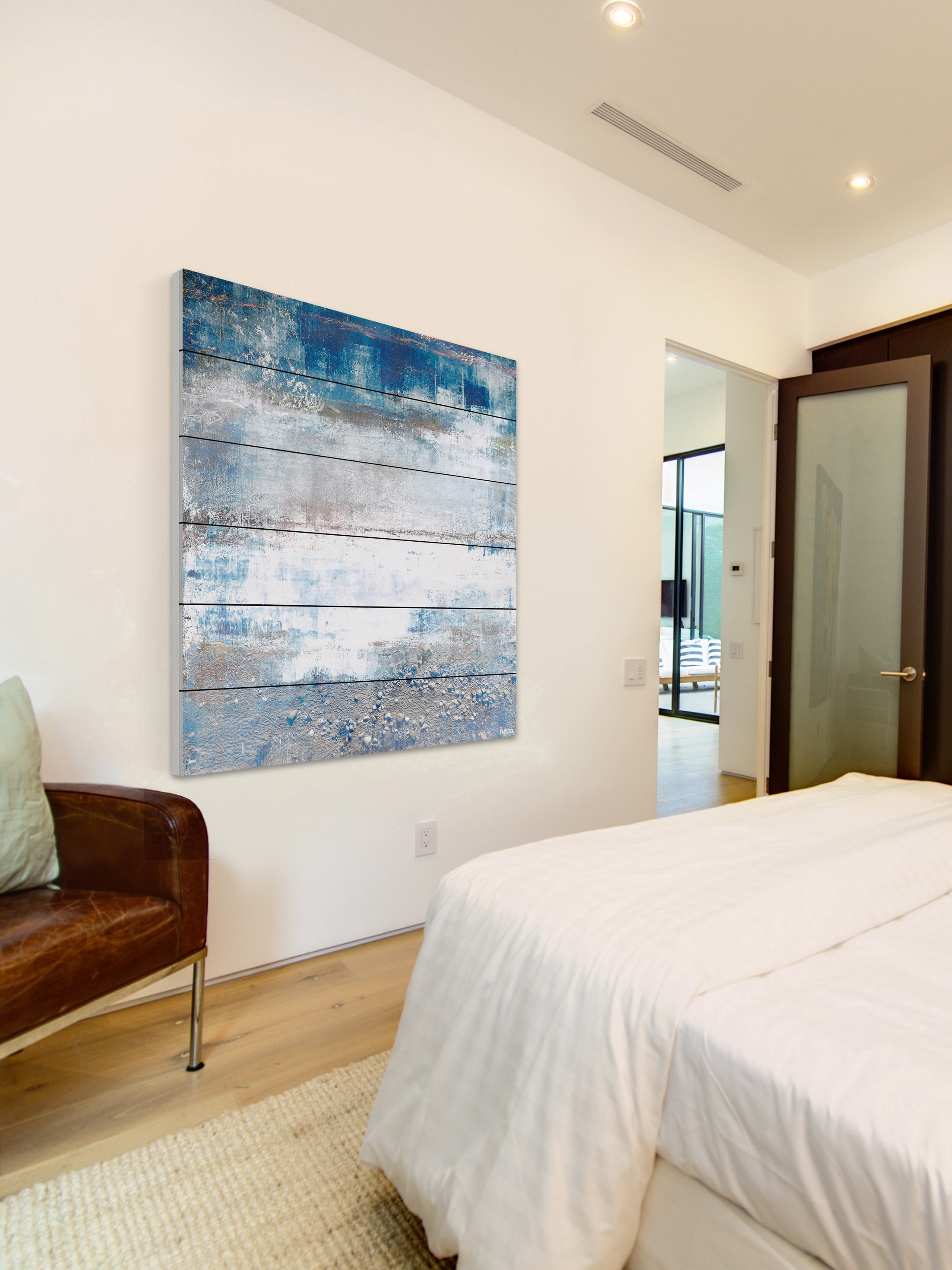 "White Splash" Painting Print on White Wood