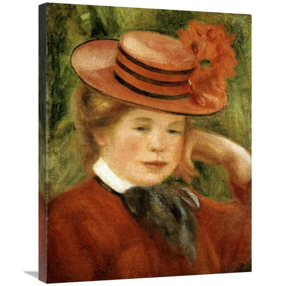 30 in. Girl with a Red Hat Art Print - Pierre-Auguste Renoir