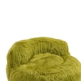 thumbnail image 5 of Modern Faux Fur Lazy Accent Chair with Ottoman for Bedroom, Comfy Plush Bean Bag Single Sofa Chair with Cushion for Living Room, Dorm, Apartment, Olive, 5 of 9