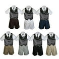 thumbnail image 1 of 4pc Set Boy Toddler Formal Black Vest and Necktie Brown Black Khaki Shorts S-4T, 1 of 2