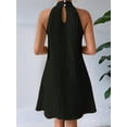 thumbnail image 6 of Women'S Pearl Beaded Halter Twist Sleeveless Pleats Dress A Line Short Dress, 6 of 8