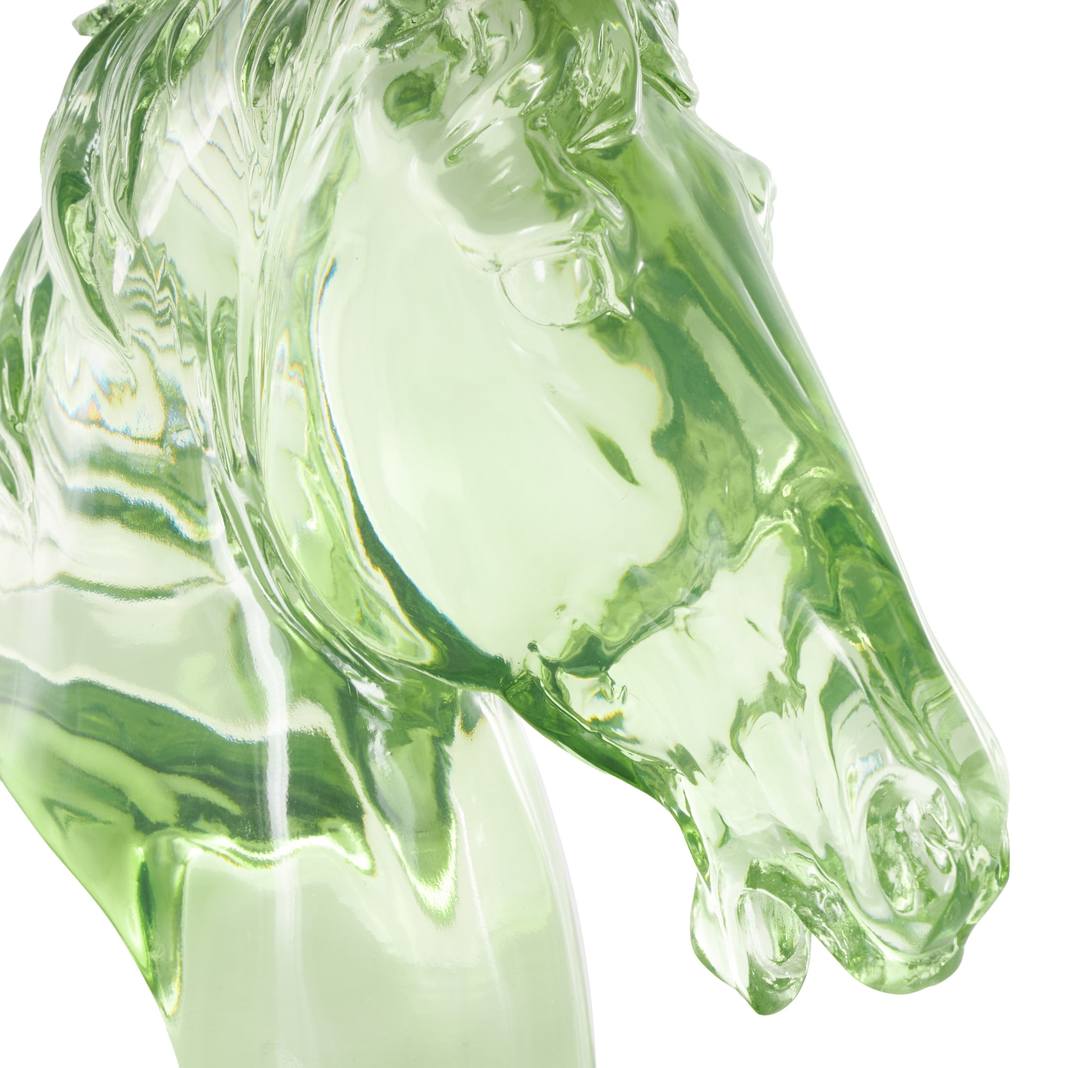 6" x 13" Green Resin Tinted Horse Sculpture, by DecMode