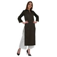 thumbnail image 2 of Bimba Kurta Droite Unie Ethnique Indienne pour Femmes à Col Mandarin avec Encolure Plissée en Coton, 2 of 7