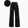 thumbnail image 5 of Women's High Waist Straight Leg Jeans, Faux Rhinestone Embellished Denim Pants, Loose Fit Casual Jeans for Daily Wear, Street Style and Plus Size Outfits Black L, 5 of 5