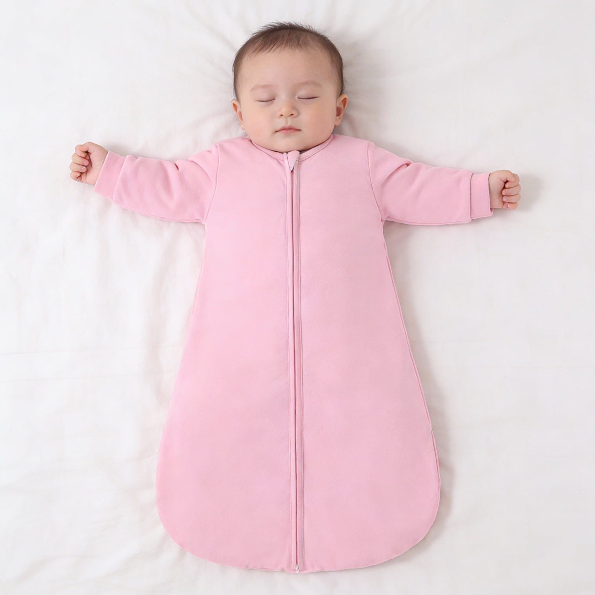 Baby Warm Sleeping Bag - Pink, 100% Polyester Fiber, Double Zipper Design, 3 Sizes (0-6M)