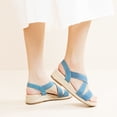 thumbnail image 5 of Women's Platform Wedge Heel Sandals - Comfortable Insole Lightweight Rubber Sole, Open-Toe Adjustable Elastic Strap Summer Casual Sandals, 5 of 7
