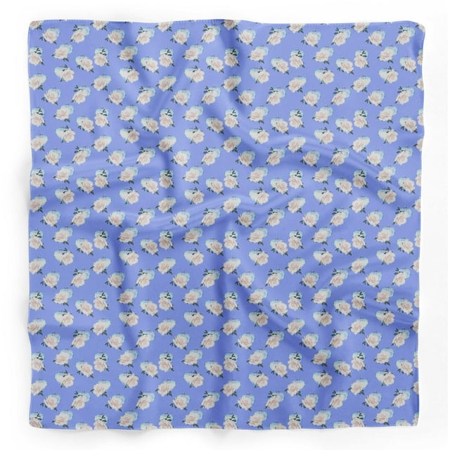 Bimba Blue Heart Bottle & Rose Floral Pure Silk Printed Head Bandanas Summer Neck Wrap Scarf 40 x 80 Inches