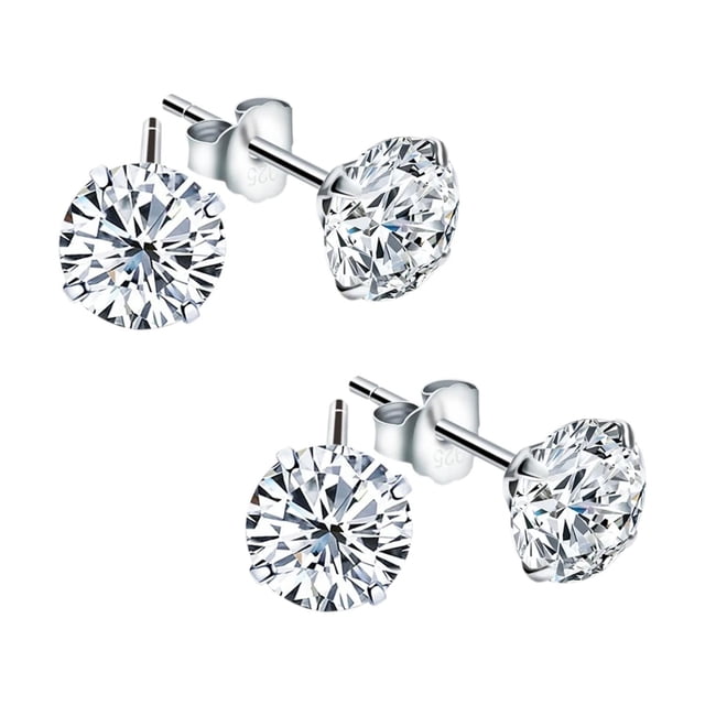 Pendientes para Dama VenDepot DiamLux8 2 Pzas 8mm aretes de broquel Color Plata metal