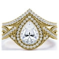 thumbnail image 3 of JeenMata 1.5 Carat Pear Cut Moissanite Wedding Set - Bridal Set - Art Deco Ring - Halo Ring - Cluster Ring - 18k Yellow Gold Plated for Women, 3 of 8