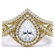 thumbnail image 3 of Conjunto de Boda JeenMata de Moissanita de Corte Pera 1,5 Quilates Anillo Art Decó Halo Oro Amarillo 18 K sobre Plata, 3 of 6