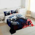 thumbnail image 4 of Feelyou Video Gamer Gamepad Bedding Comforter Set, Blue Red Watercolor Splatter Twin Comforter Sets, Honeycomb Abstract Reversible Bedding Set, Lightweight Room Decor, 2-Piece, 4 of 9