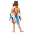 thumbnail image 7 of FORMRS Niños Bathrobe Unisex Hooded Robe Soft Plush Pajamas Sleepwear, Size 4-6T, Colorful Triangles, 7 of 7