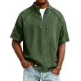 thumbnail image 2 of Mens Quarter Zip Pullover Vintage Distressed Stand Collar Polo Denim Sweatshirts Loose Casual Mock Neck Golf Shirts (Army Green,M), 2 of 8