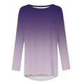 thumbnail image 4 of QUNYINEY Long Sleeve Shirts for Women Crew Neck Casual Purple Gradient Tops Drop Shoulder Pullover Loose T-Shirts, 4 of 5
