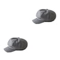 thumbnail image 3 of Minnieouse Gorras con visera Retro moda cálida boina de lana sombreros octogonales fácil de combinar diseño de visera a prueba de viento para fiesta Gris claro 2piezas Minnieouse CBP221403, 3 of 5