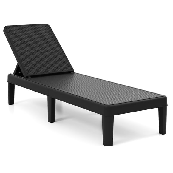 Costway 1 PCS Chaise Longue d'Extérieur Chaise Inclinable à 4 Positions avec Rotin Imperméable Noir