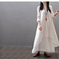 thumbnail image 2 of Black Asymmetrical Hem Maxi Dress With V-Neck And 3/4 Sleeve, 2 of 8
