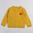thumbnail image 2 of XXWXYD Girls Cable Knit Sweater Cardigan Toddler Heart Embroidery School Unifor𝗆s Kids Long Sleeve Casual Knitted Outerwear Girls Knit Cardigan Back-To-School, 2 of 5