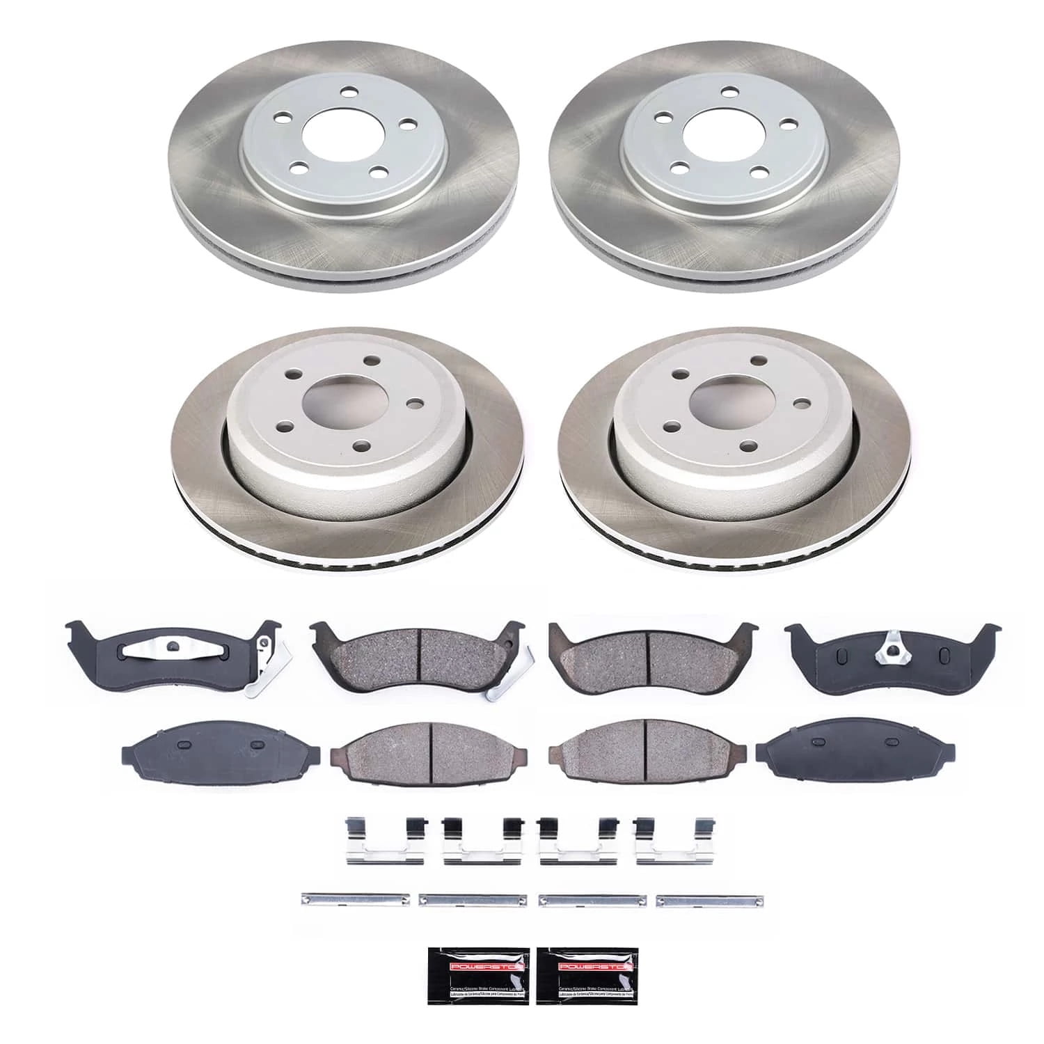PowerStop Front and Rear Semi-Coated Rotor and Low-Dust Ceramic Brake Pad Kit SC1365