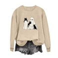 thumbnail image 4 of Turilly Cute Women's Halloween Graphic Pullover Sweatshirt Long Sleeve Crewneck Ghost with Cats Design for Festive Fall Outings, 4 of 6