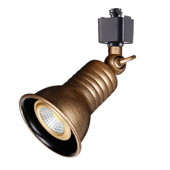 KAYYELAMP Retro Design Adjustable Angle H-Type Track Head Lighting E26 Base Antique Copper Metal Shade for Gallery Mirror Front(No Bulb, Track)