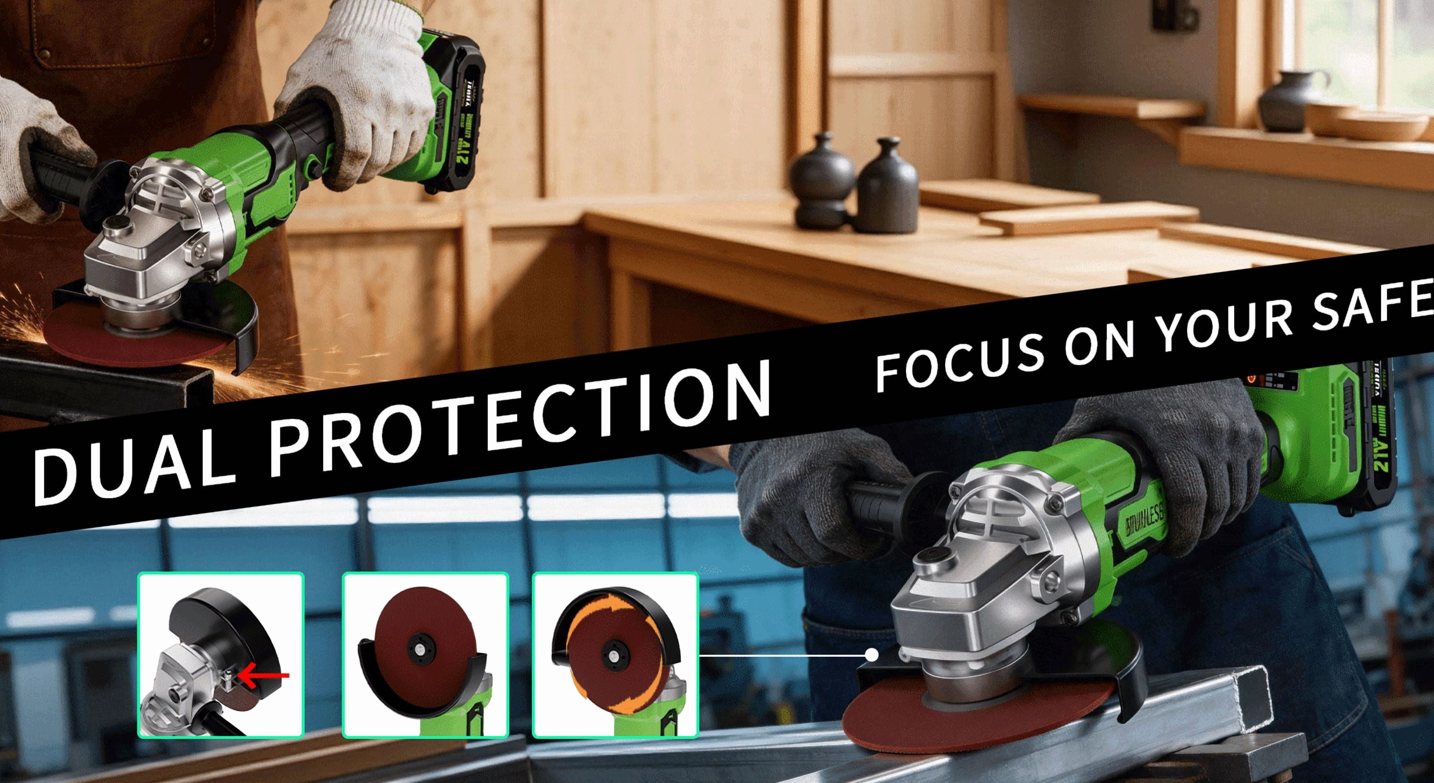 DGB This portable cordless angle grinder is designed for outdoor and on-site work, providing reliable power where traditional corded tools can’t reach. Whether you’re working at a construction site,