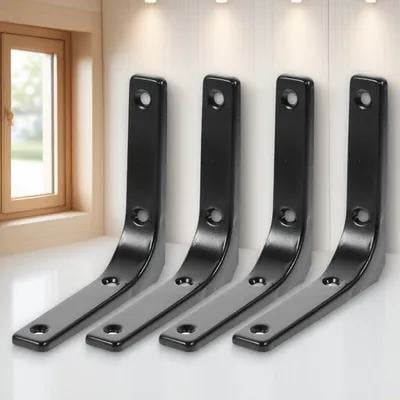 BESTYASH Set of 4 L-Shaped Stainless Steel Shelf Brackets for Rustic Kitchen Storage and Organization