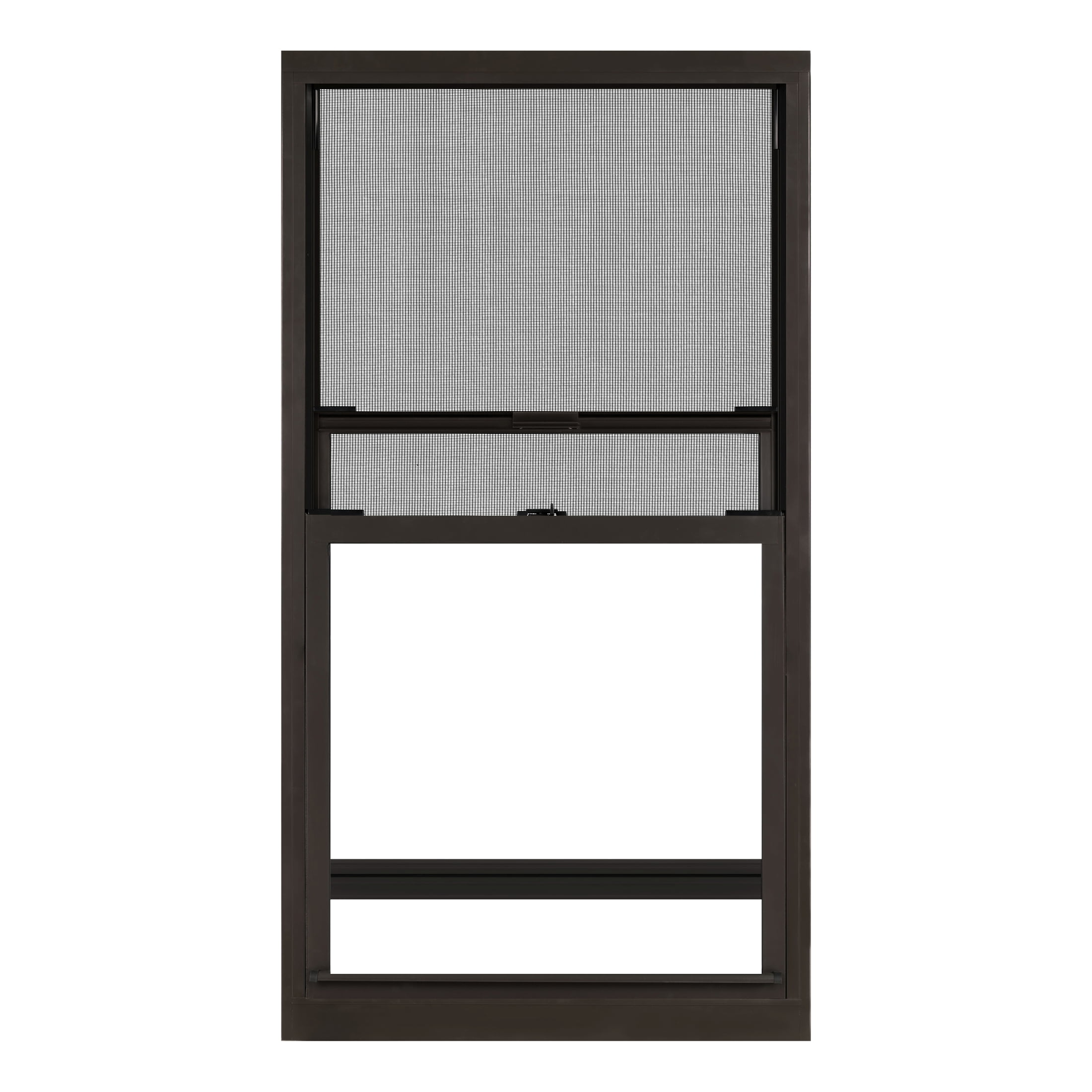 32 in. x 60 in. Brown Aluminum Double Hung Double-Pane Insulated Window with Low-E Glass and Screen