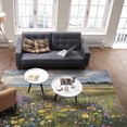 thumbnail image 3 of Area Rugs Indoor Non-Slip Rectangle Rug 5x8 Ft Oil Painting Flower Plant Country Grassland Wildflower Rug Rubber Backing Floor Mats Non Shedding Home Decor Carpet for Entryway Living Room, 3 of 8