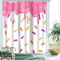 thumbnail image 5 of Donut Shower Curtain Colorful Pink Dessert Bathroom Decorated with Delicious Food Bakery Themed Melting Ice Cream Shower Curtain Bathroom Set 71x72in YLLGSE075, 5 of 6