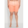thumbnail image 3 of Womens Plus Size Mesh High Waisted Bike Shorts with Varsity Stripe Details, 3 of 4