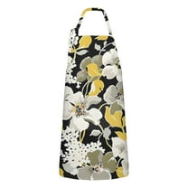 Pioneer Flower Floral Print Pattern Apron-Garden Aprons for Women with Pockets-Cotton Linen Waterproof Kitchen Cooking Gardening Aprons Adjustable for Kitchen,Cooking,BBQ and Salon 33x27 Inch