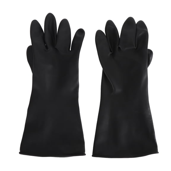 Suodoka B31-L Black Chemical Resistant Gloves Latex Work Safety Long Gauntlets for Mining Farm Gardening, 1 Pair