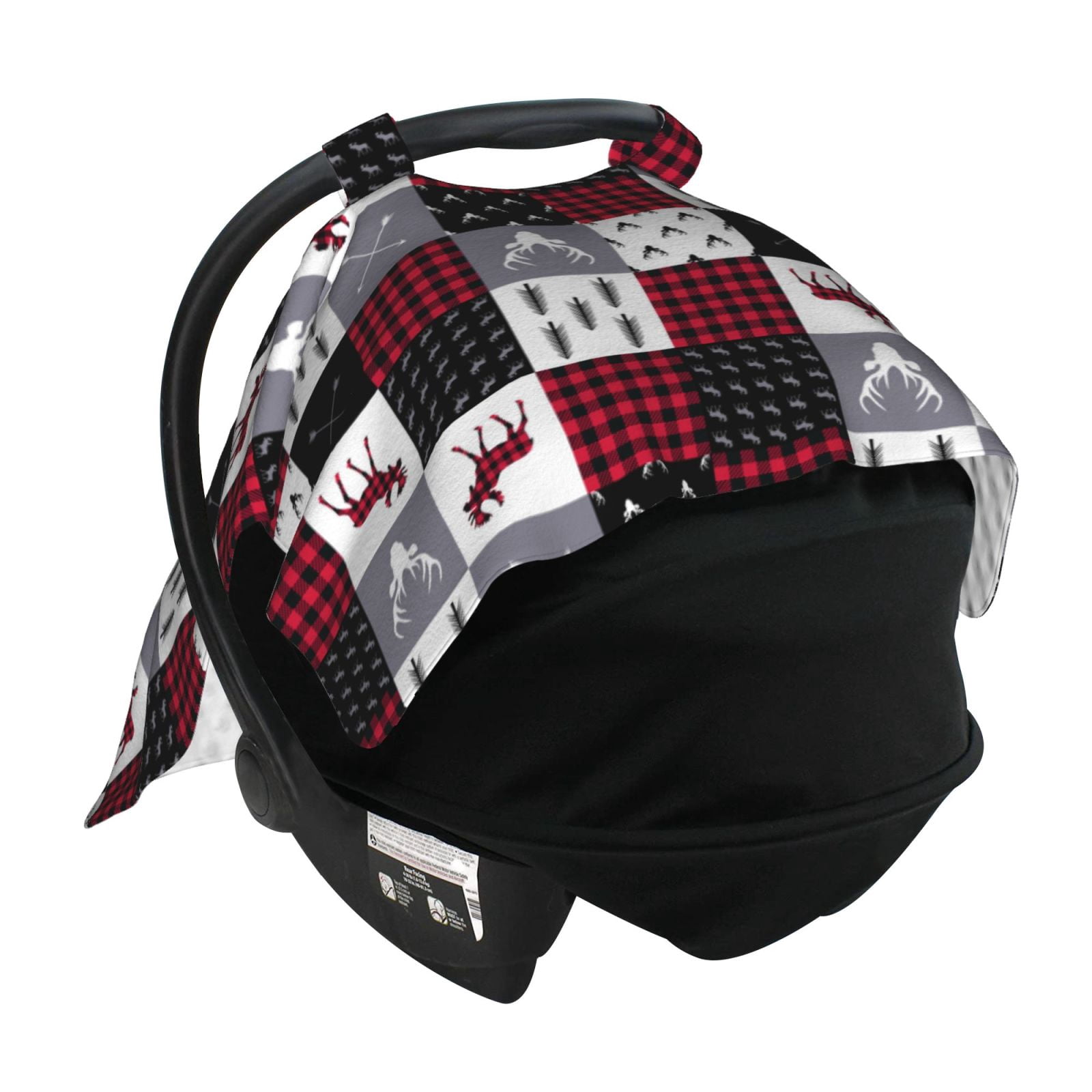 Car Seat Cover Baby - Buffalo plaid Elk arrows deer moose Breathable Infant Car Seat Cover for Baby Carseat, Lightweight Comfort Baby Essentials Must Haves Newborn Stuff for Girl Boy