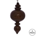 thumbnail image 3 of Vickerman 9" Brown Wood Grain Rounded Finial Ornament, Pack of 3, 3 of 3